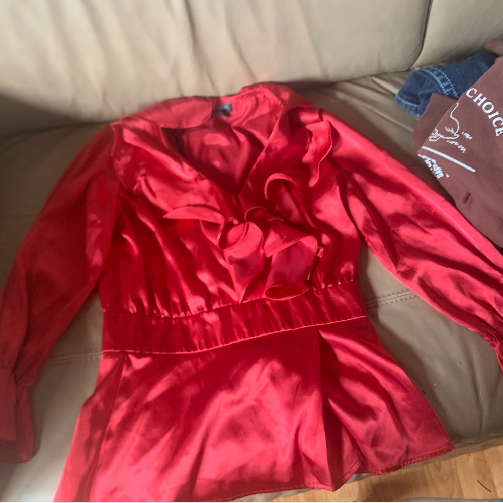 Elegant Red Satin Blouse